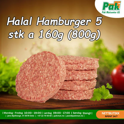 Halal Hamburger 5 stk a 160g (800g) - Pakmat