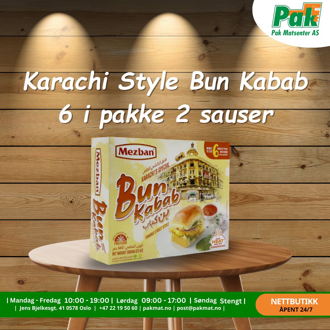Karachi Style Bun Kabab 6 i pakke 2 sauser - Pakmat