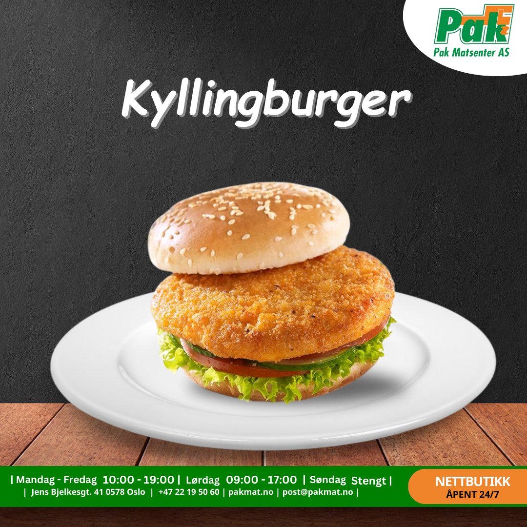 Kyllingburger 1 kg 8 stk - Pakmat