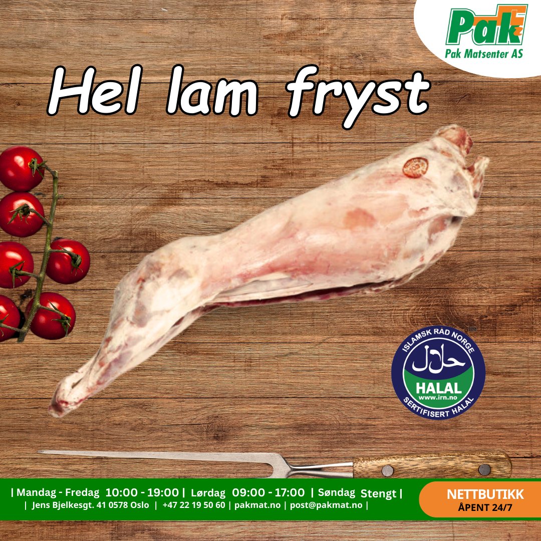 Lam Hel fryst. Ca 18-22kg kjøtt 170kr pr Kg IRN Islamsk Råd Norge - Pakmat