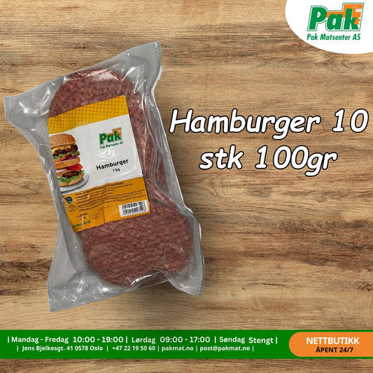 Pakmat Halal Hamburger 10 stk 100gr - Pakmat