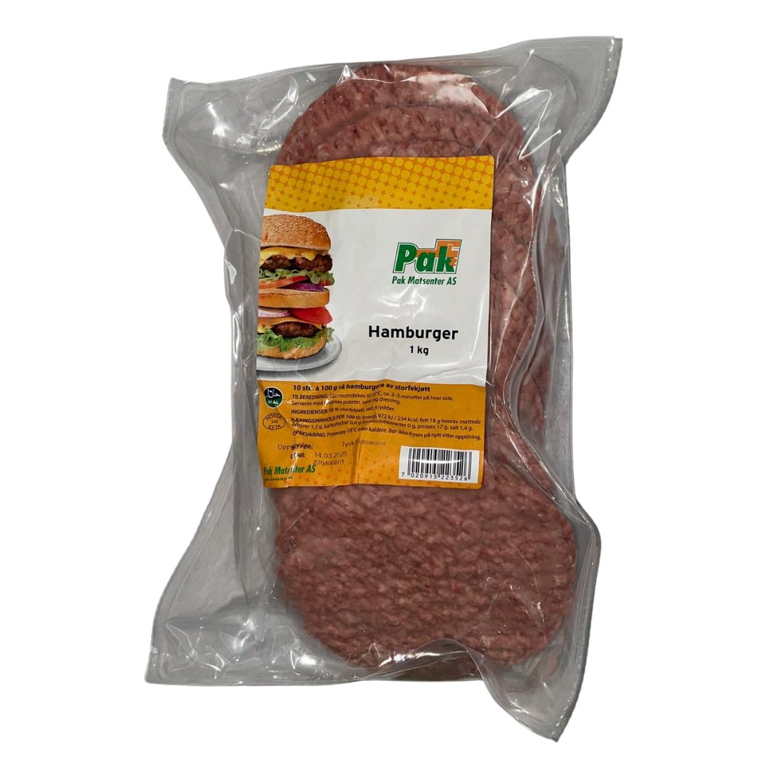 Pakmat Halal Hamburger 10 stk 100gr - Pakmat