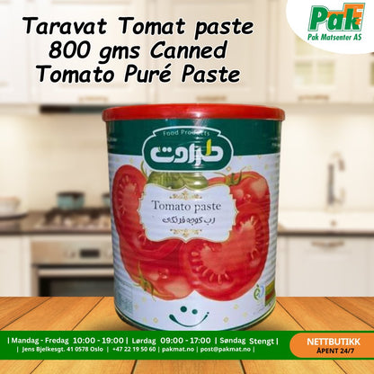 Taravat Tomat paste 800 gms Canned Tomato Puré Paste - Pakmat