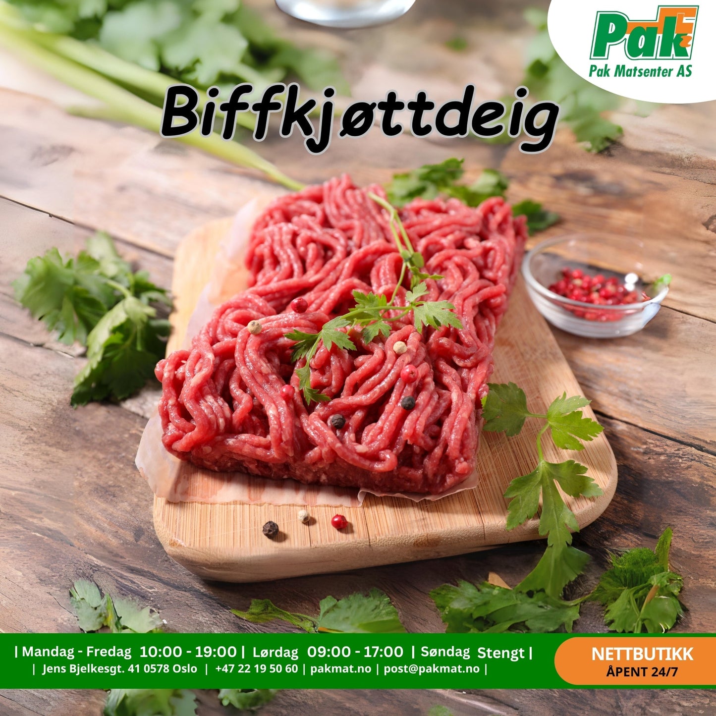 Biffkjøttdeig 1Kg - Pakmat