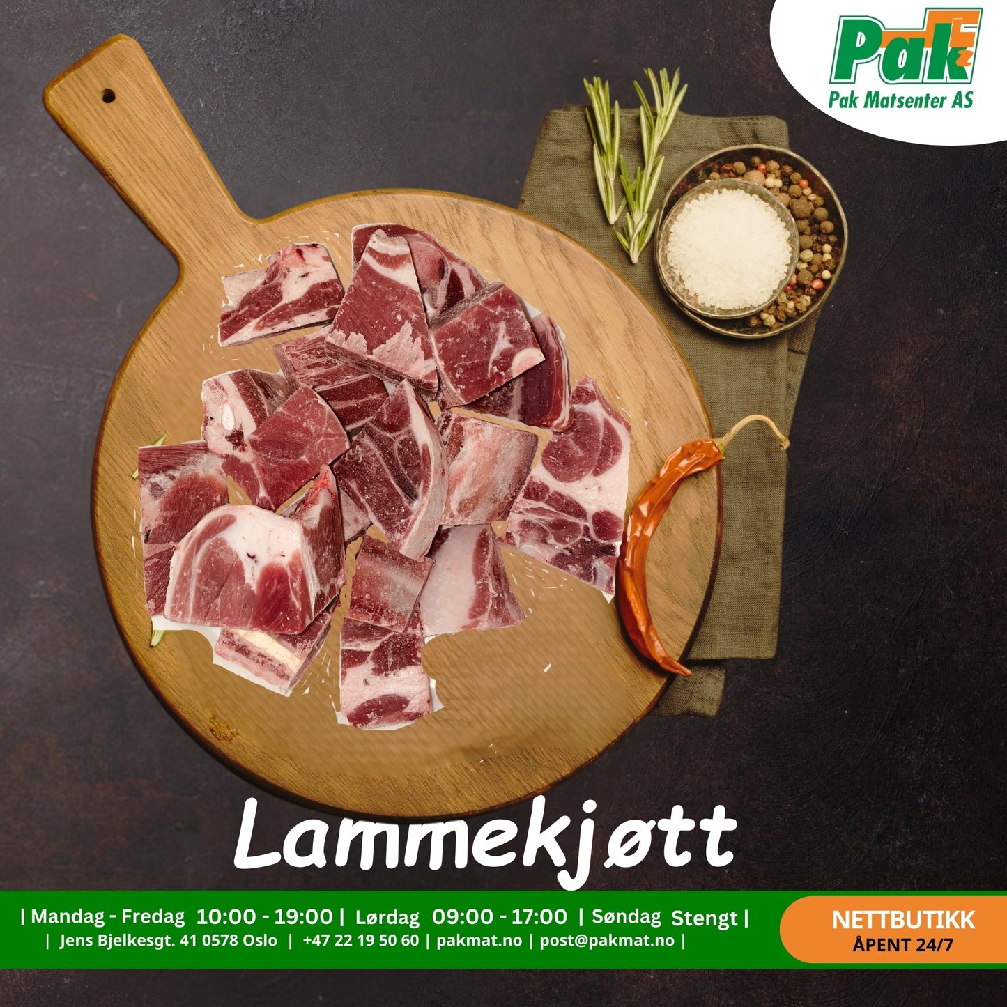 Lammekjøtt ca 1kg - Pakmat