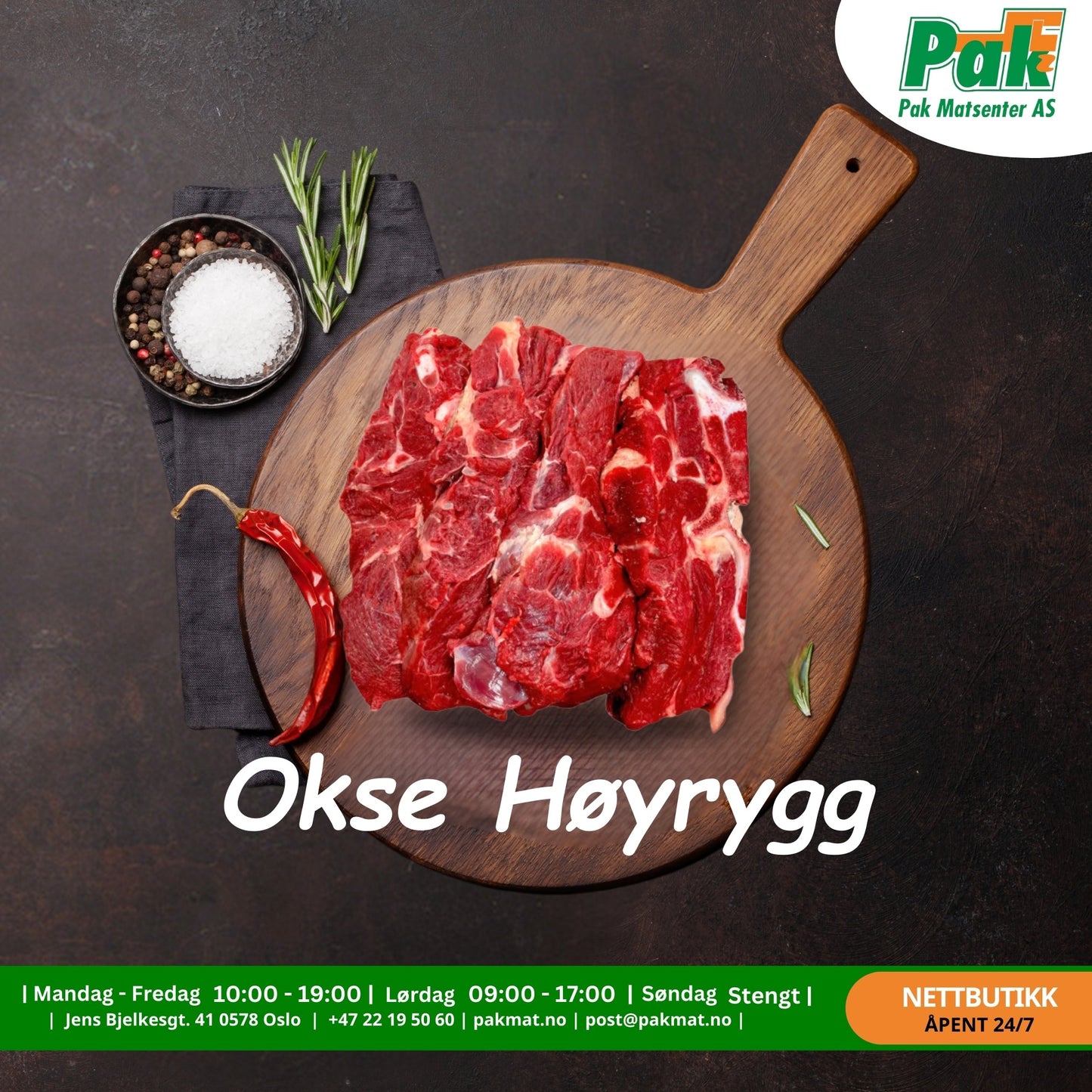 Okse Høyrygg 1Kg - Pakmat