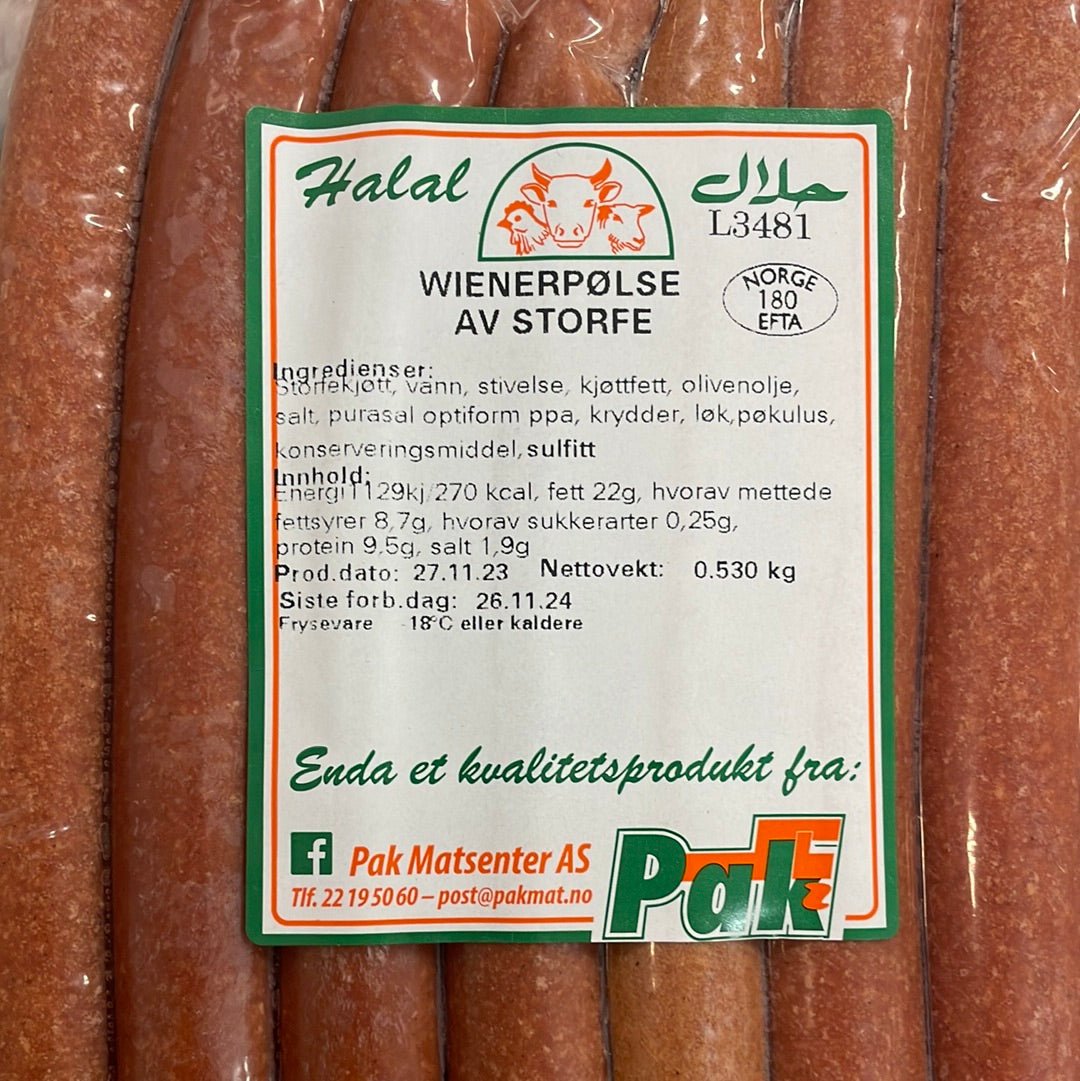 Storfe wienerpølser 530g - Pakmat