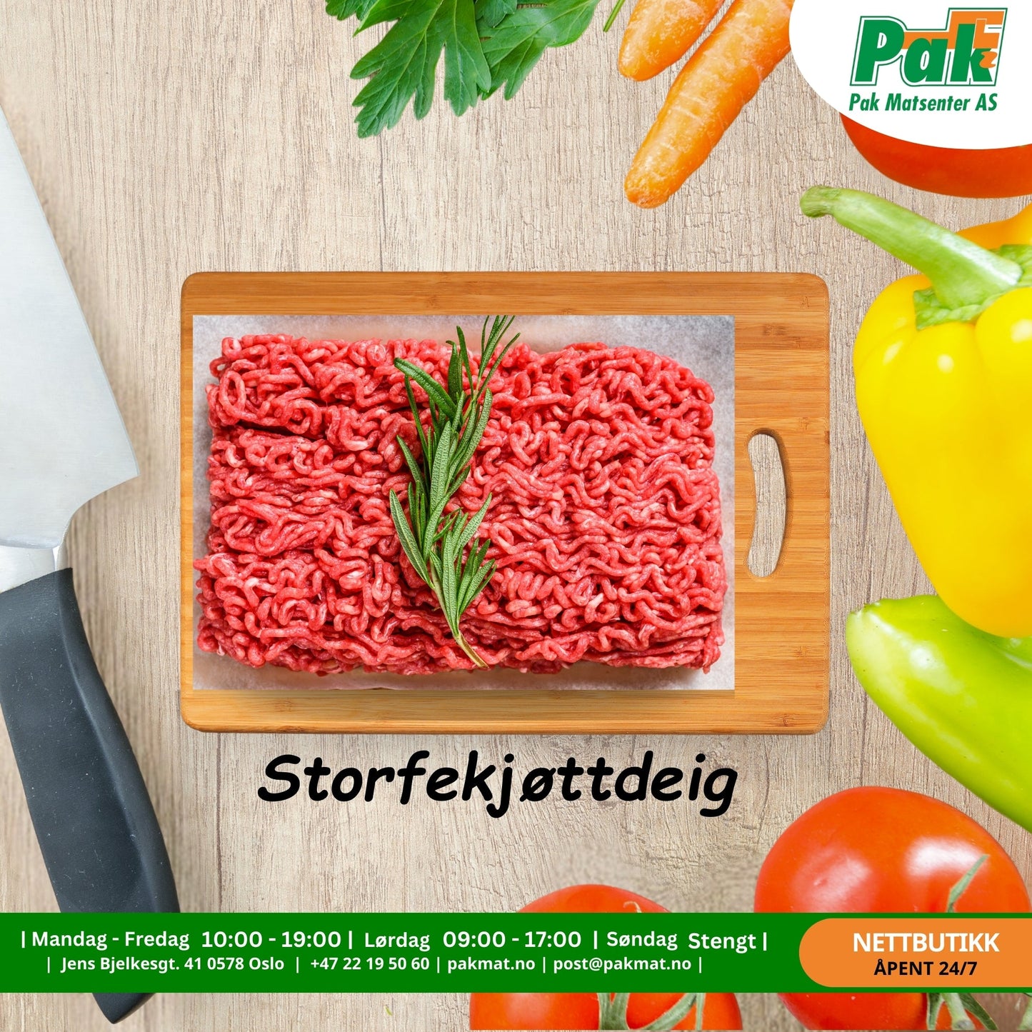 Storfekjøttdeig 1Kg - Pakmat