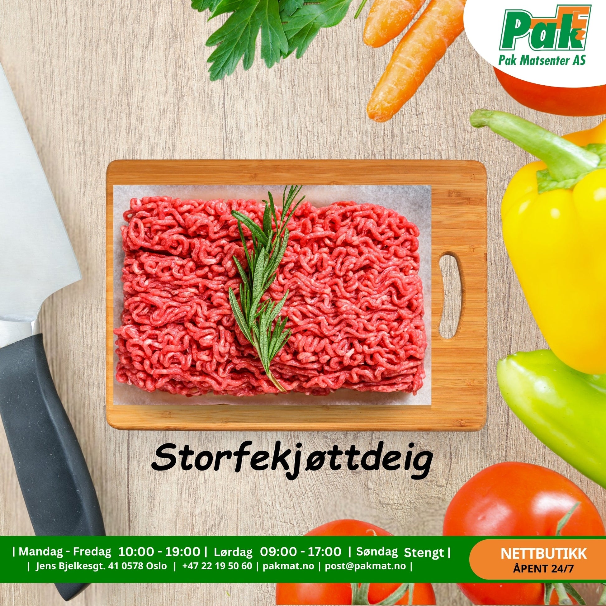 Storfekjøttdeig 1Kg - Pakmat