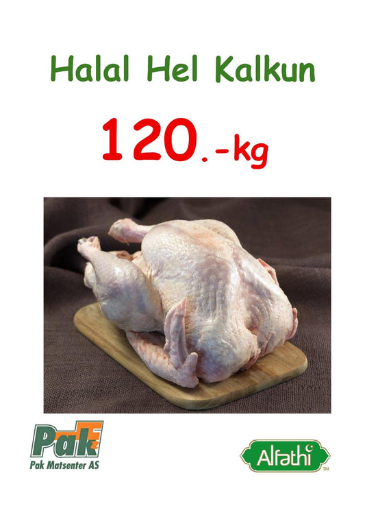 Hel Halal Kalkun ca 3kg til 5kg. Kun 120. - kr pr kg - Pakmat