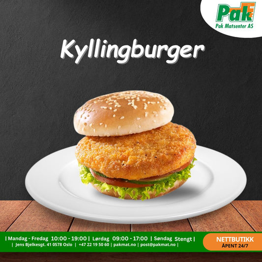 Kyllingburger 1 kg 8 stk - Pakmat