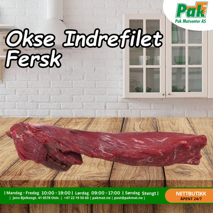 Okse Indrefilet fersk 1kg - Pakmat