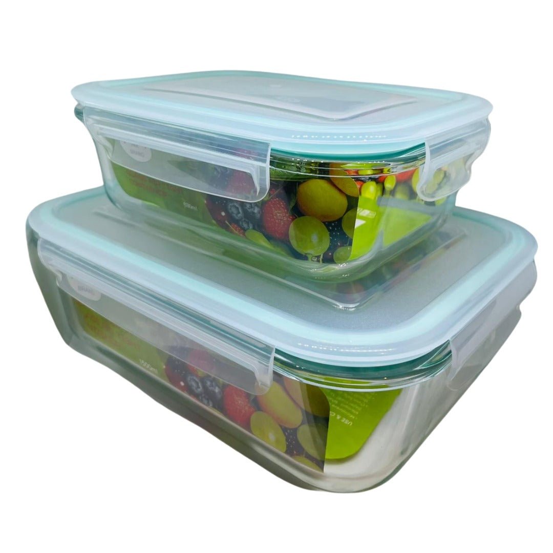 Pak Premium Glass Food Storage Container Set - 630ml & 1500ml - Pakmat