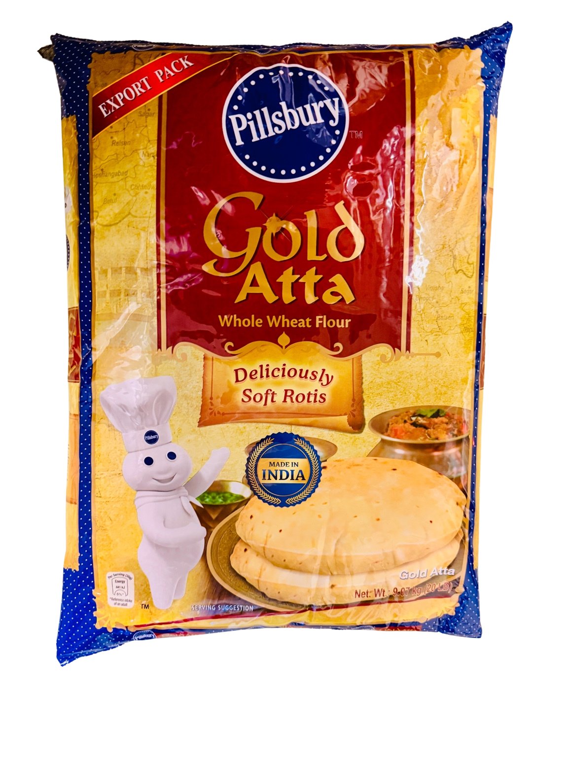 Pillsbury Gold Whole Wheat Atta 20Lb(9.07kg) - Pakmat