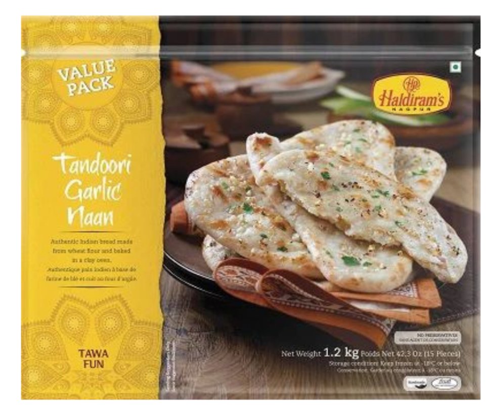 Haldiram Tandoori Garlic Naan Pack 15 pieces - Pakmat
